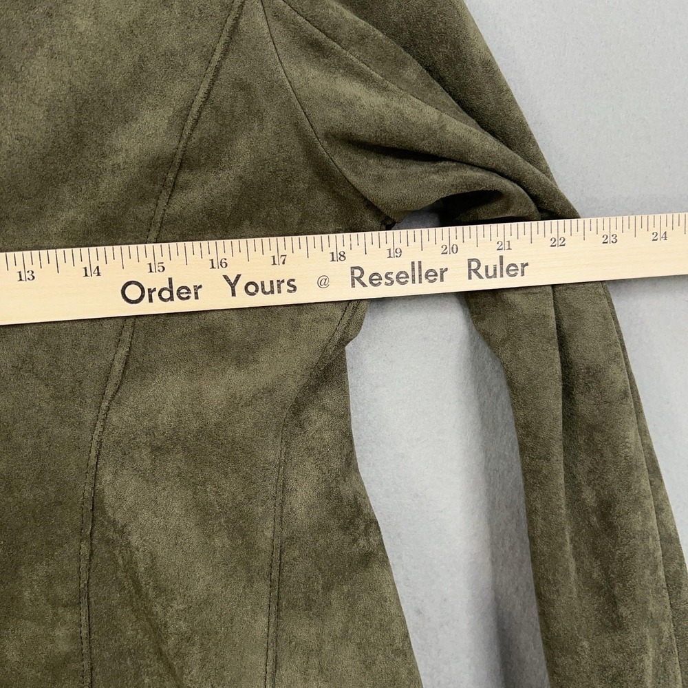 BLANKNYC Jacket Womens Large Olive Faux Suede Waterfall Open Front Moto Ladies - Picture 10 of 13